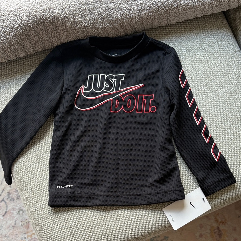 Brand New Nike Black and Red Long Sleeve Tee Size 2T